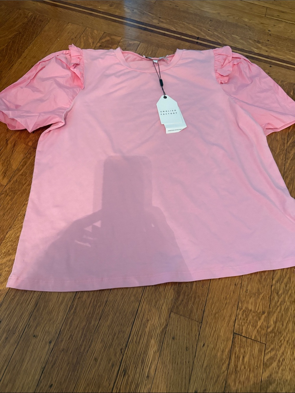 English Factory Light Pink Ruffle Sleeve Tee